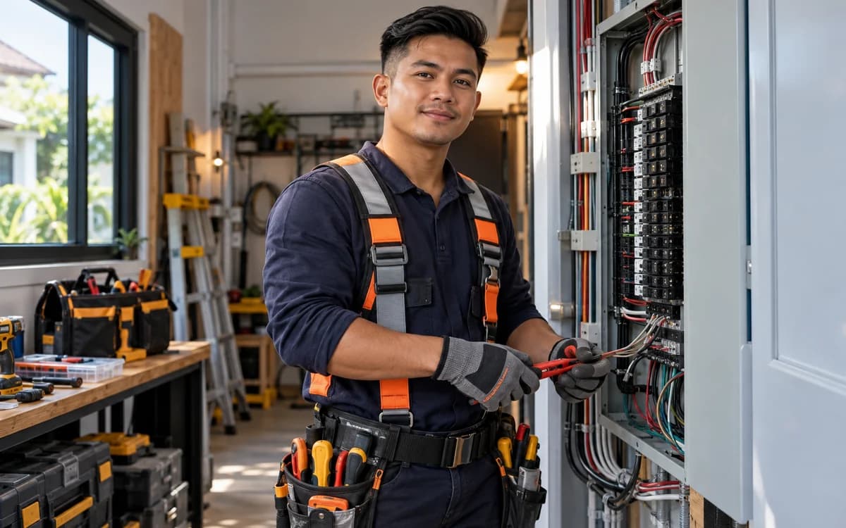 Electrician at work in a professional setting