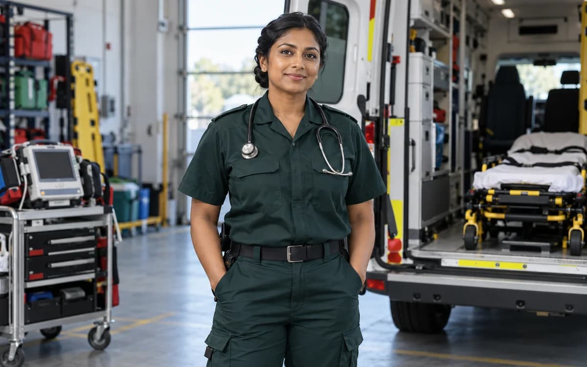 Paramedic at work in a professional setting
