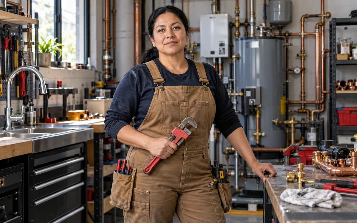 Plumber at work in a professional setting