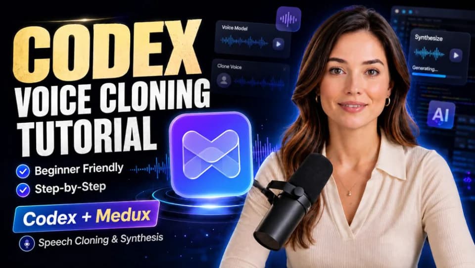 How to clone a voice and generate speech with Codex MCP and Medux — tutorial cover